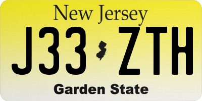NJ license plate J33ZTH