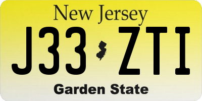 NJ license plate J33ZTI