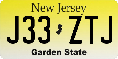 NJ license plate J33ZTJ