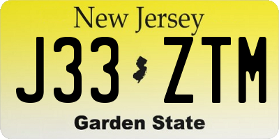 NJ license plate J33ZTM