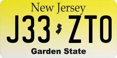 NJ license plate J33ZTO