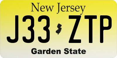 NJ license plate J33ZTP