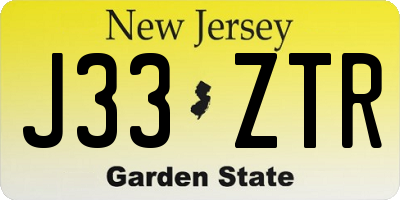 NJ license plate J33ZTR