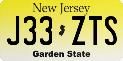 NJ license plate J33ZTS