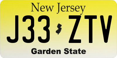 NJ license plate J33ZTV