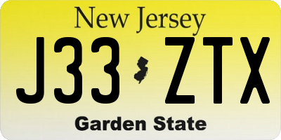 NJ license plate J33ZTX