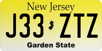 NJ license plate J33ZTZ