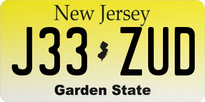 NJ license plate J33ZUD
