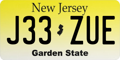 NJ license plate J33ZUE
