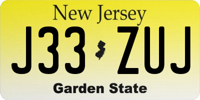 NJ license plate J33ZUJ