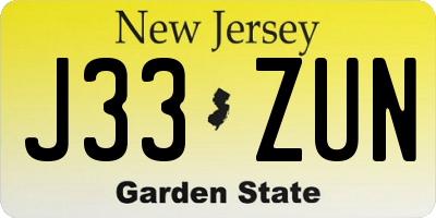 NJ license plate J33ZUN