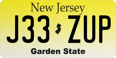 NJ license plate J33ZUP