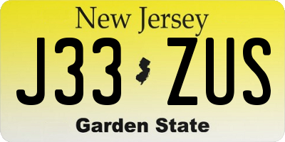 NJ license plate J33ZUS