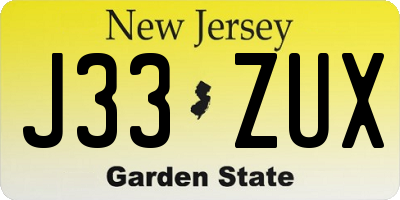 NJ license plate J33ZUX