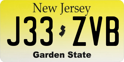 NJ license plate J33ZVB