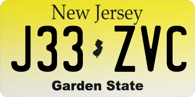 NJ license plate J33ZVC