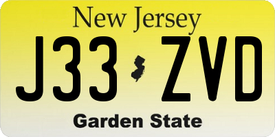 NJ license plate J33ZVD
