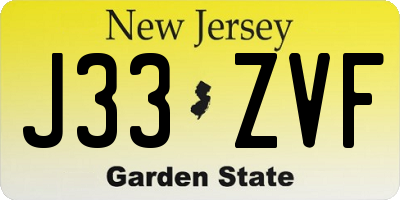NJ license plate J33ZVF