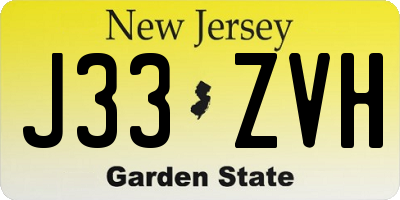 NJ license plate J33ZVH