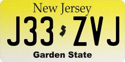 NJ license plate J33ZVJ
