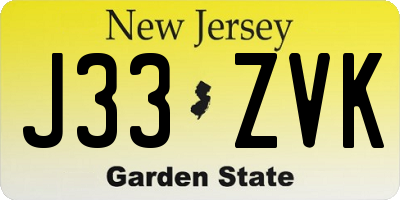 NJ license plate J33ZVK