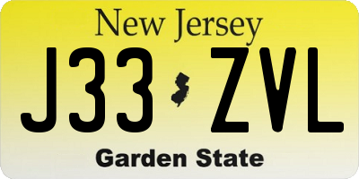 NJ license plate J33ZVL