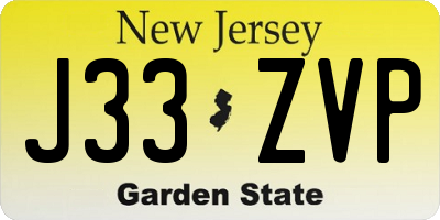 NJ license plate J33ZVP