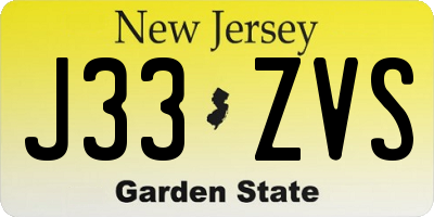 NJ license plate J33ZVS