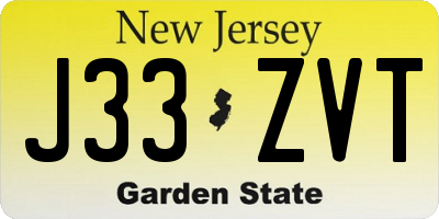 NJ license plate J33ZVT