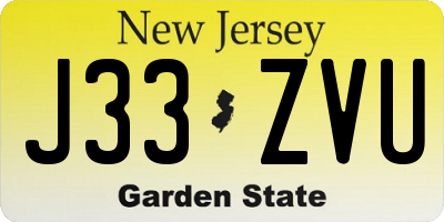 NJ license plate J33ZVU