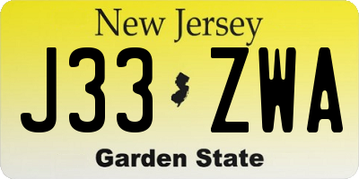 NJ license plate J33ZWA