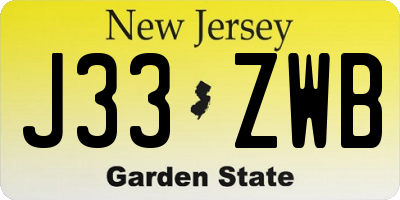 NJ license plate J33ZWB