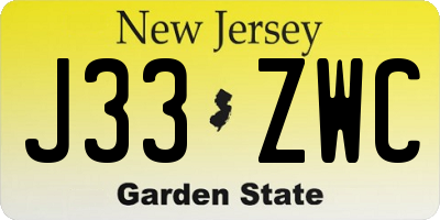 NJ license plate J33ZWC