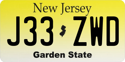 NJ license plate J33ZWD