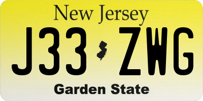 NJ license plate J33ZWG