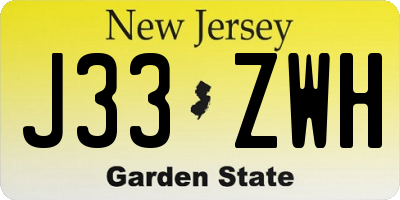 NJ license plate J33ZWH