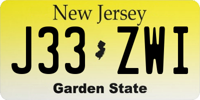 NJ license plate J33ZWI
