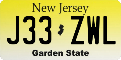 NJ license plate J33ZWL