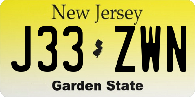 NJ license plate J33ZWN