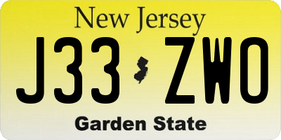 NJ license plate J33ZWO