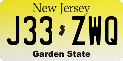 NJ license plate J33ZWQ