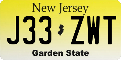 NJ license plate J33ZWT