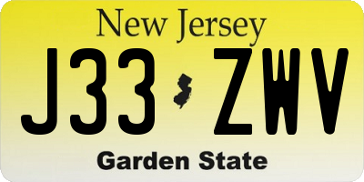 NJ license plate J33ZWV