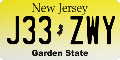 NJ license plate J33ZWY
