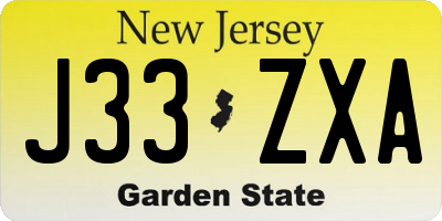 NJ license plate J33ZXA