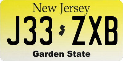 NJ license plate J33ZXB