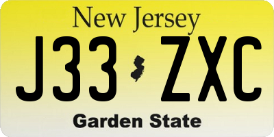 NJ license plate J33ZXC