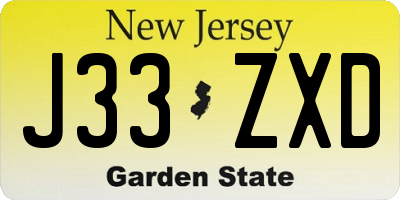 NJ license plate J33ZXD