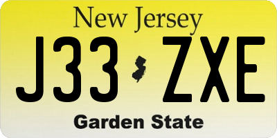 NJ license plate J33ZXE