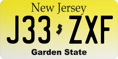 NJ license plate J33ZXF